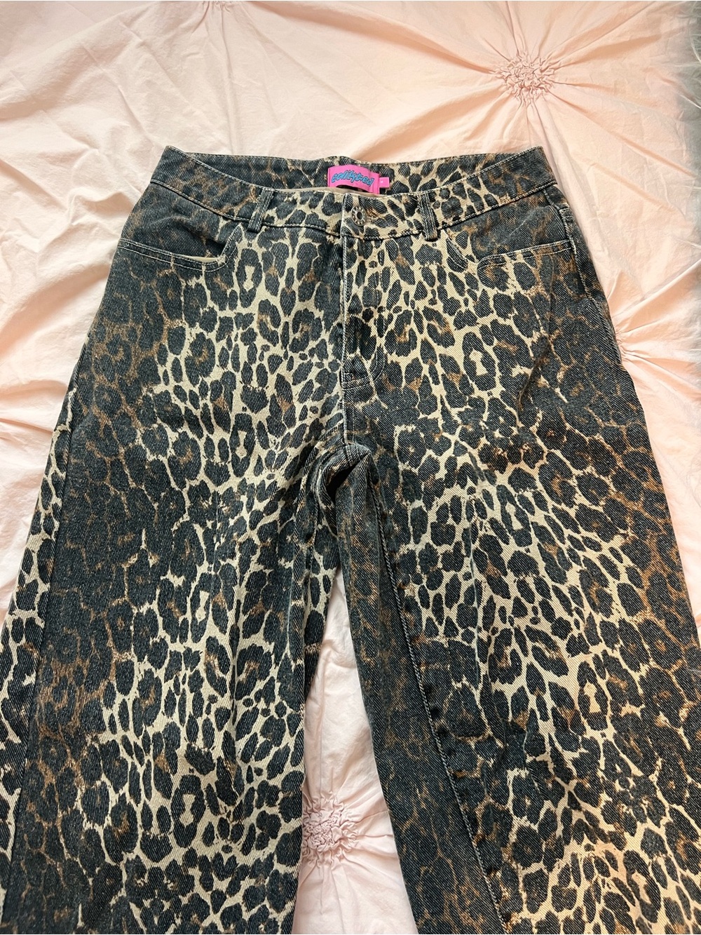 Leopard Print Jeans - Black and Cream Animal Print